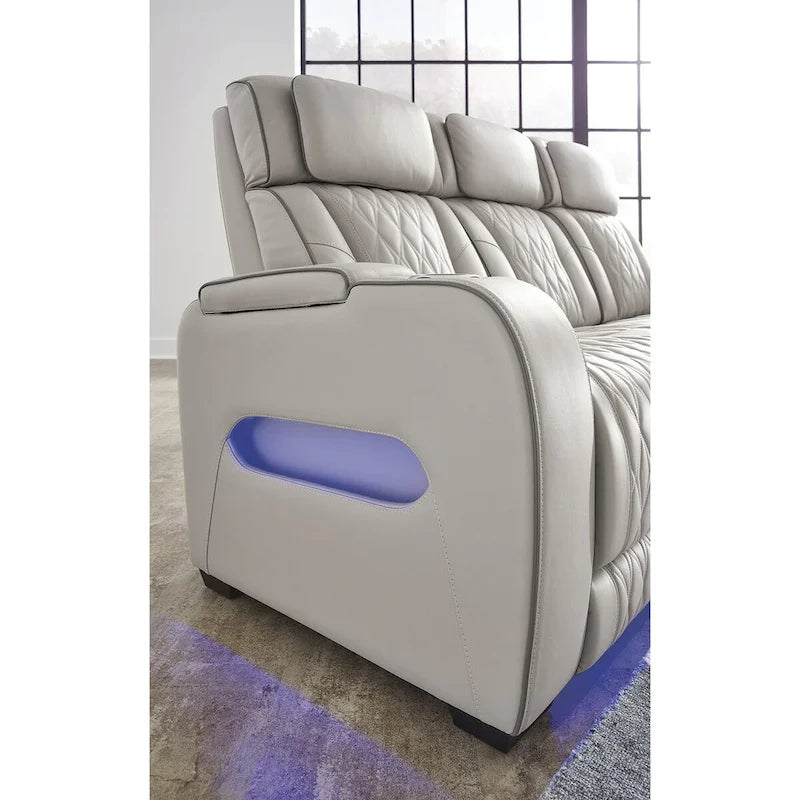 Gray Power Reclining Loveseat with Console, Air Massage & Heated Seats - 75"W x 40"D x 44"H