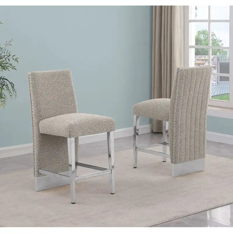 Best Quality Furniture Pleated Chrome Nailhead Trim Chair - N/A