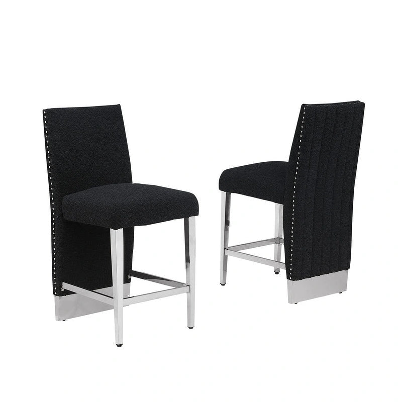 Best Quality Furniture Pleated Chrome Nailhead Trim Chair - N/A