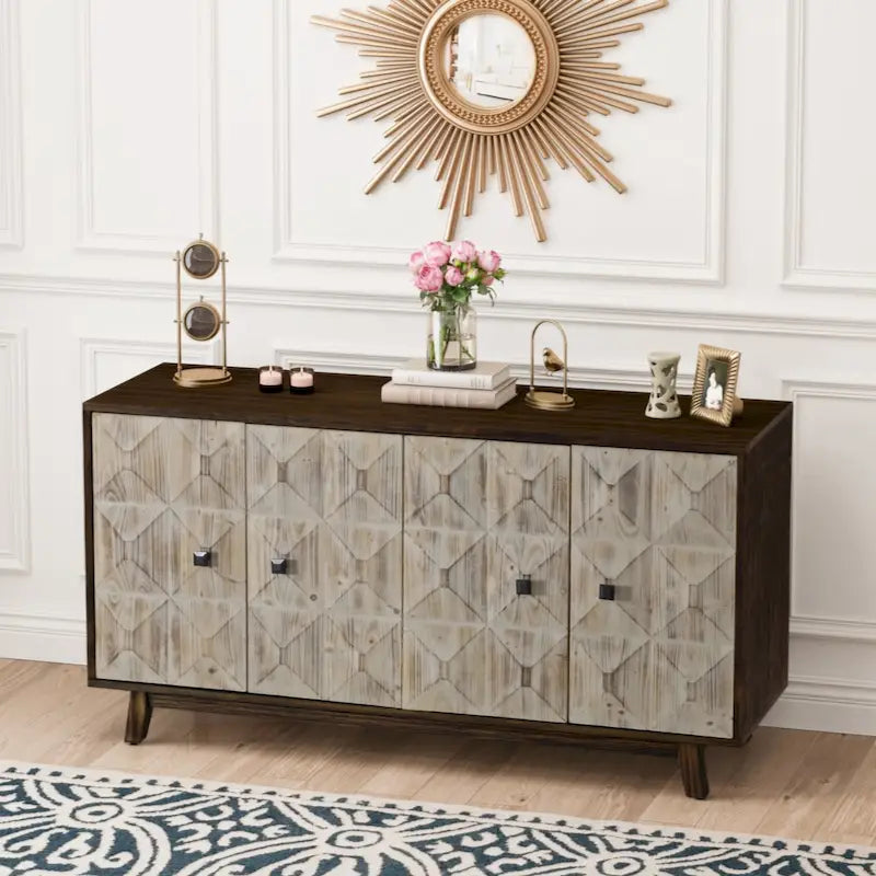 59.84" 4-Door Vintage Freestanding Sideboard Storage Cabinet for Living Room, Office or Bedroom