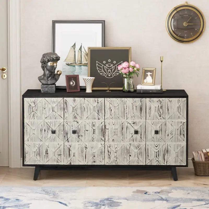 59.84" 4-Door Vintage Freestanding Sideboard Storage Cabinet for Living Room, Office or Bedroom