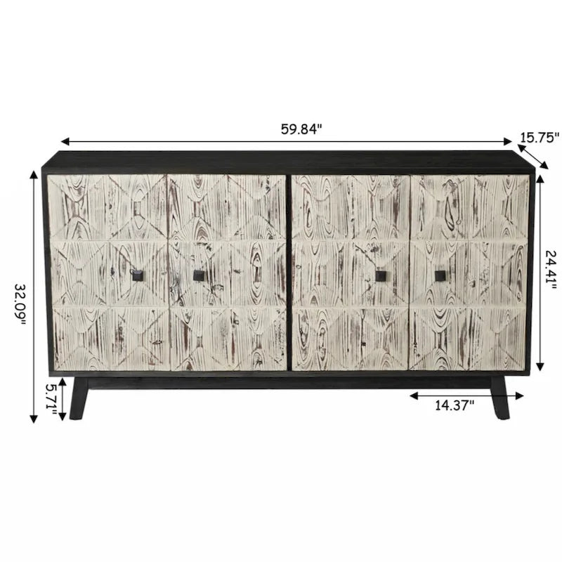 59.84" 4-Door Vintage Freestanding Sideboard Storage Cabinet for Living Room, Office or Bedroom