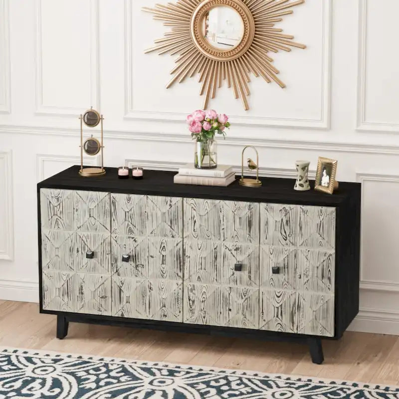 59.84" 4-Door Vintage Freestanding Sideboard Storage Cabinet for Living Room, Office or Bedroom