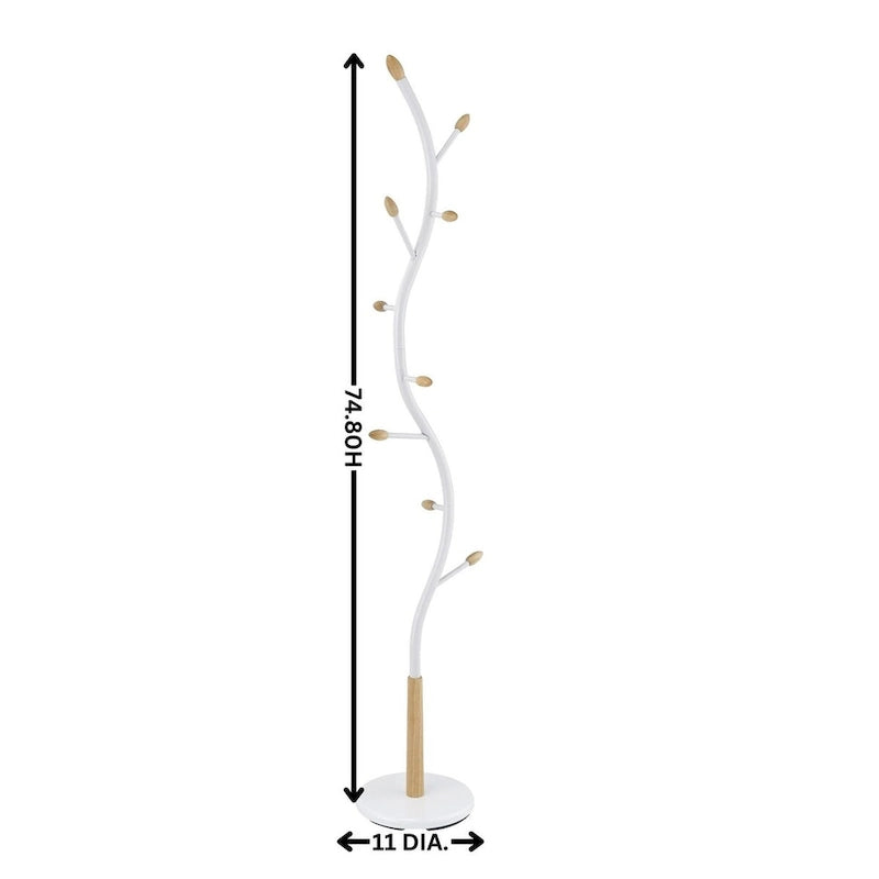 Modern Metal Black and Walnut Standing Coat Rack for Home Entryway Organization & Storage