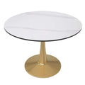 Bristol 40" Round Sintered Stone Dining Table with Gold Steel Pedestal Base