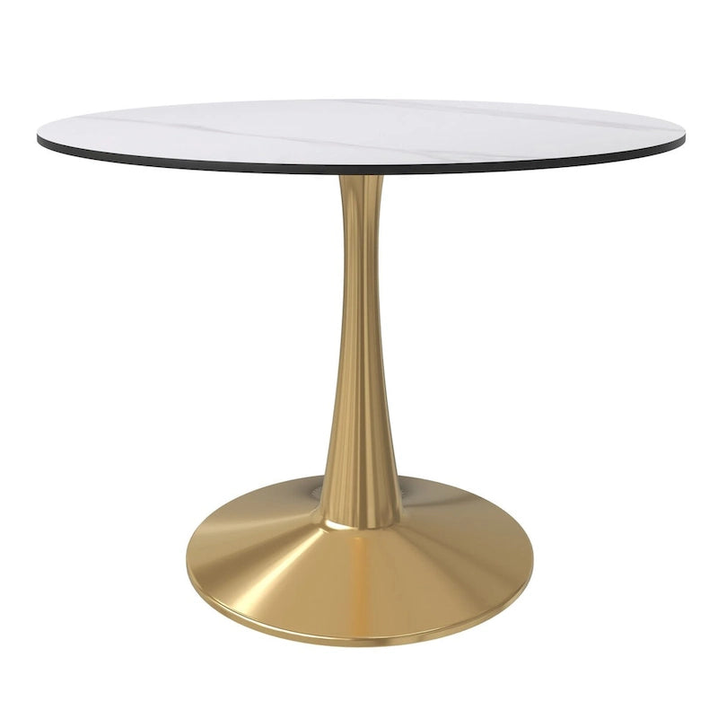 Bristol 40" Round Sintered Stone Dining Table with Gold Steel Pedestal Base
