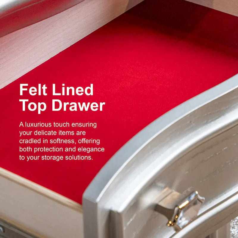 Seabliss Solid Wood 9-Drawer Double Dresser with Crystal Acrylic Handles