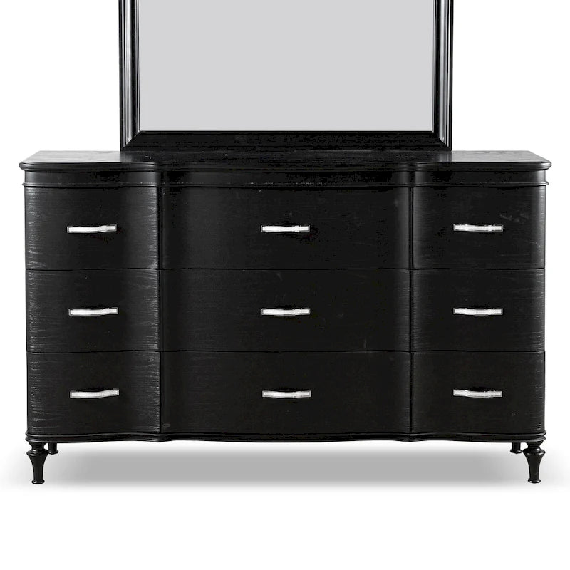 Seabliss Solid Wood 9-Drawer Double Dresser with Crystal Acrylic Handles