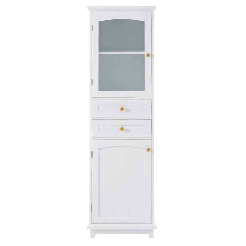 Tall Bathroom Storage Cabinet with Glass Doors