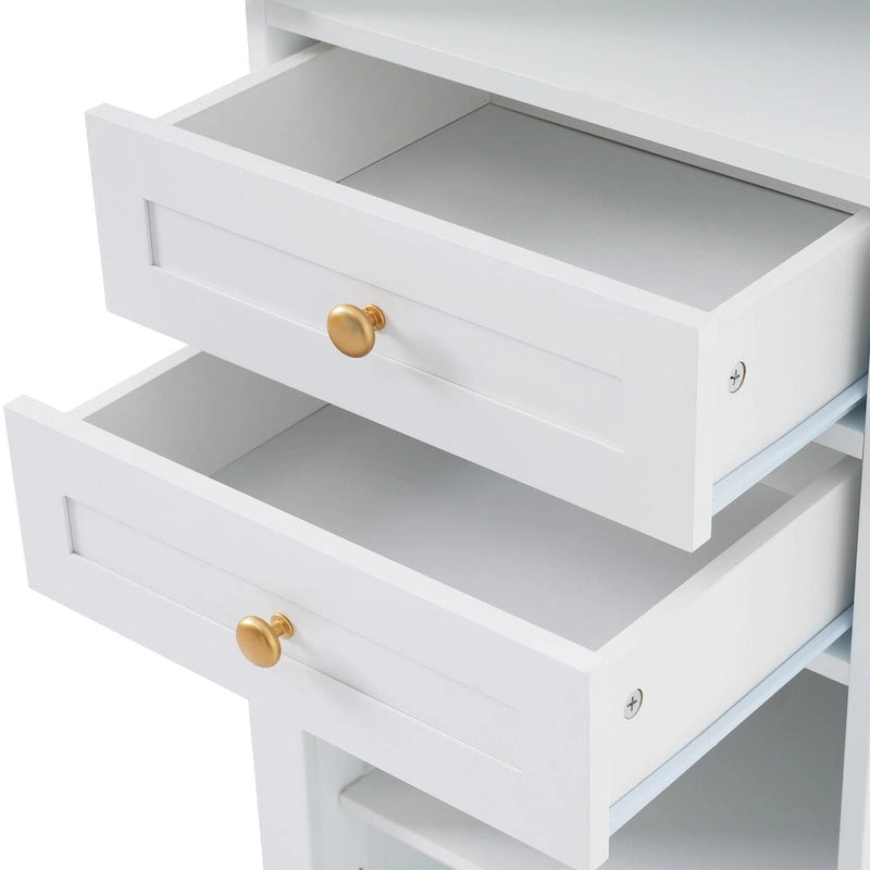 Tall Bathroom Storage Cabinet with Glass Doors