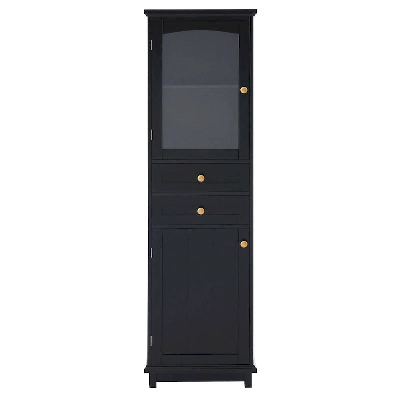 Tall Bathroom Storage Cabinet with Glass Doors