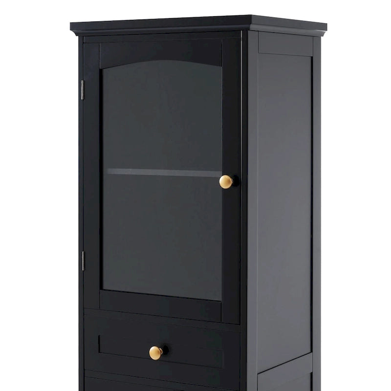 Tall Bathroom Storage Cabinet with Glass Doors